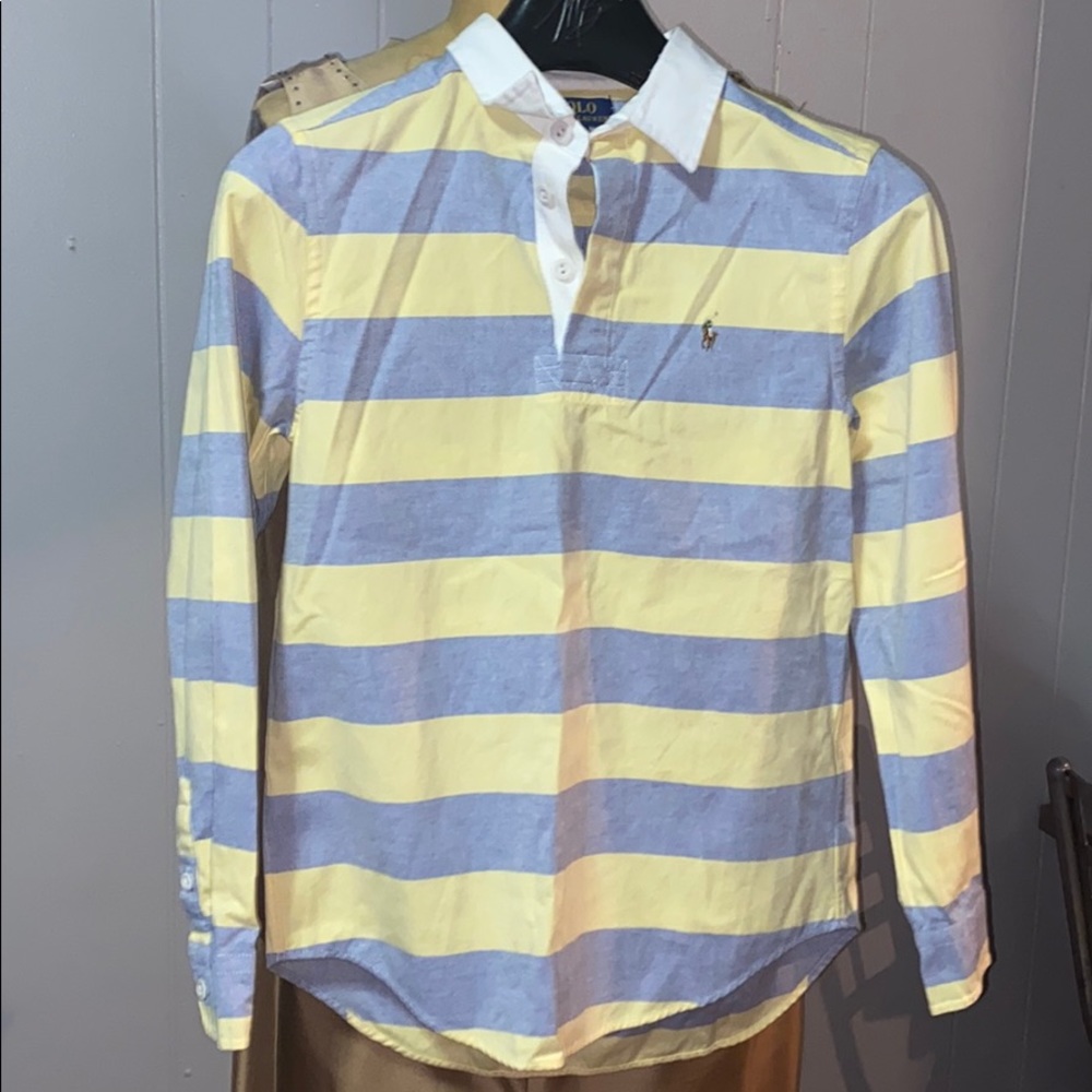 Long sleeve Ralph Lauren yellow and blue shirt